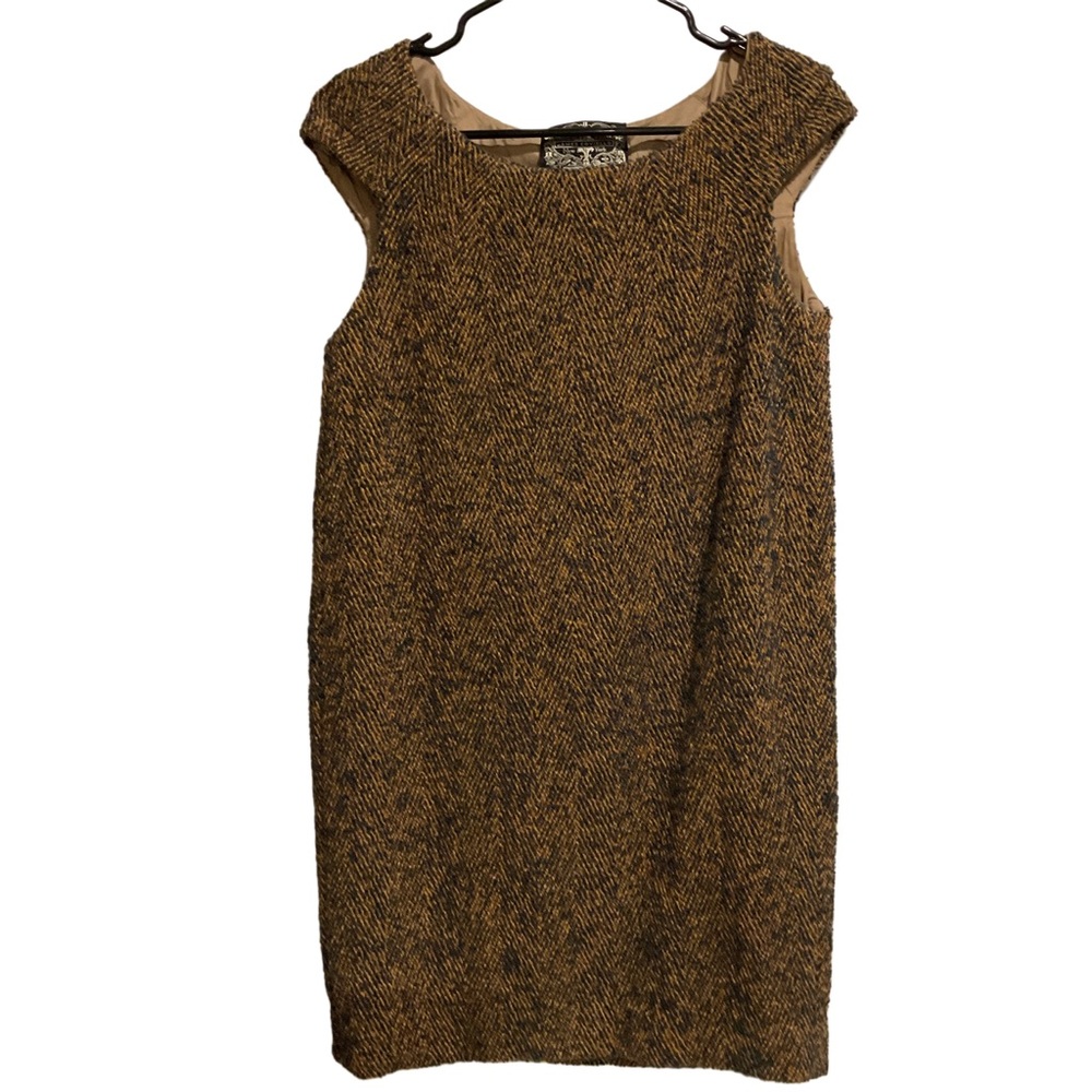 James Coviello Women’s‎ Tweed Shift Dress Brown Preppy